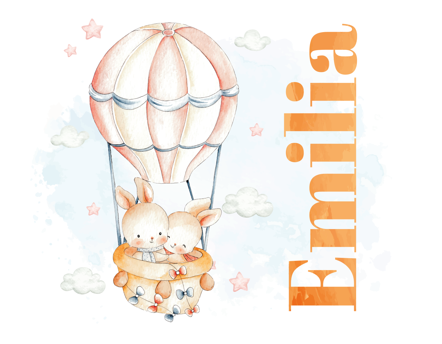 Pastel balloon with animals personalised mat - TenStickers