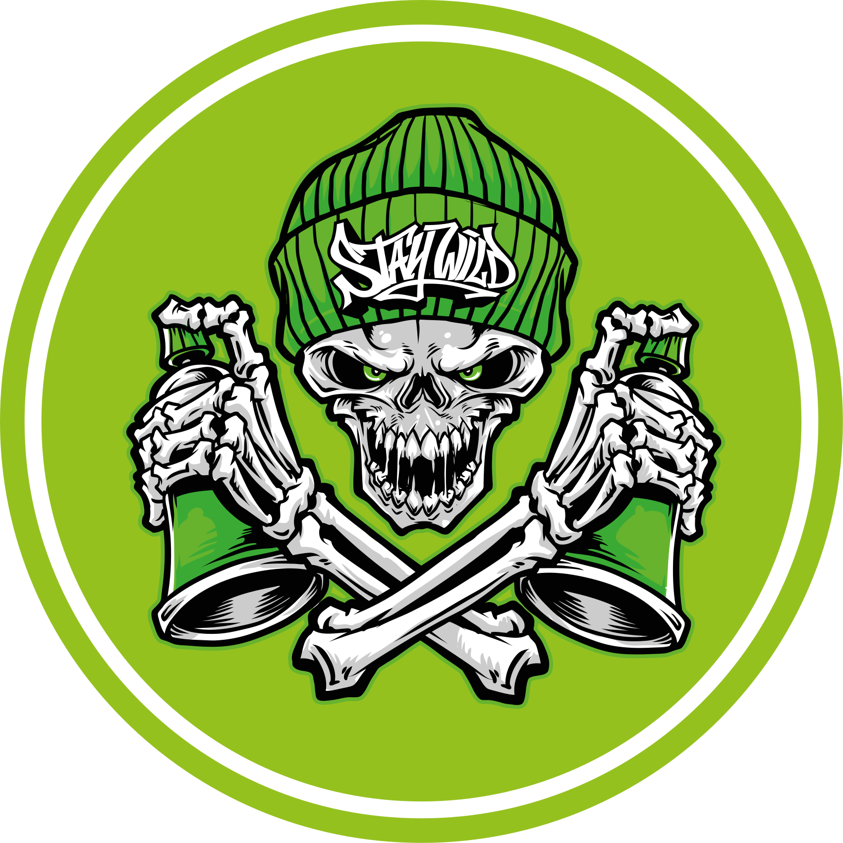 Green skull glasses graffiti modern rug - TenStickers