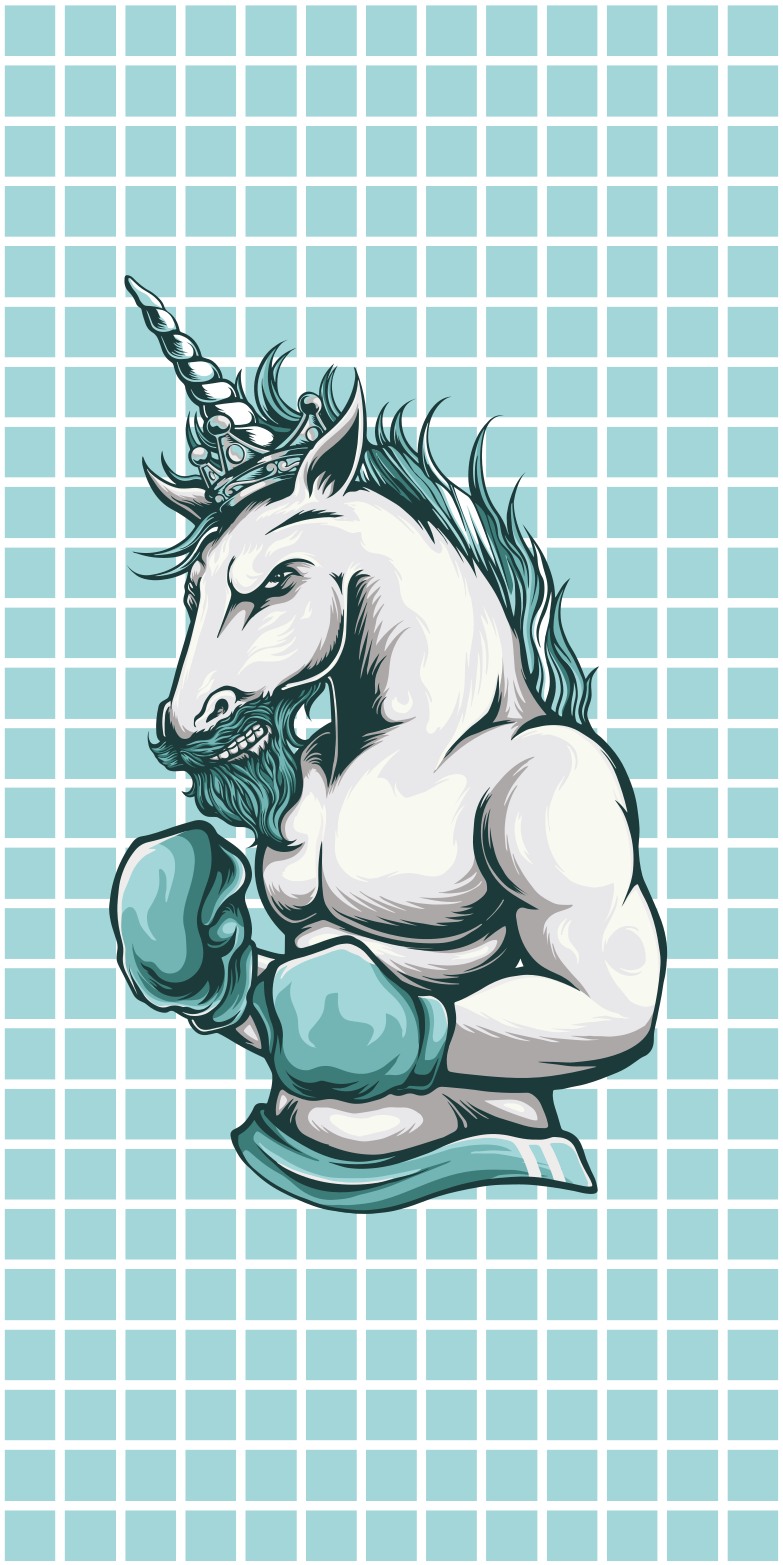Workout gym unicorn cartoon modern rug - TenStickers