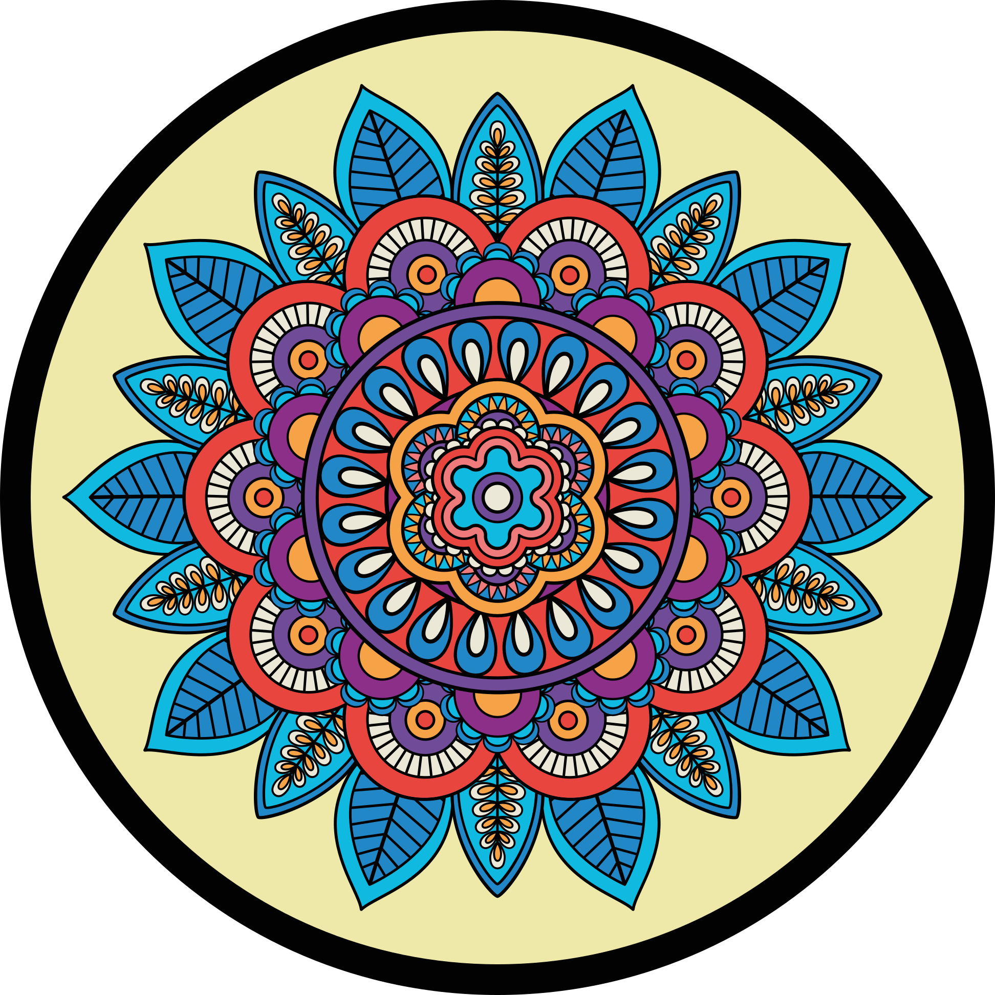 Colourful vintage mandala design vinyl rug - TenStickers