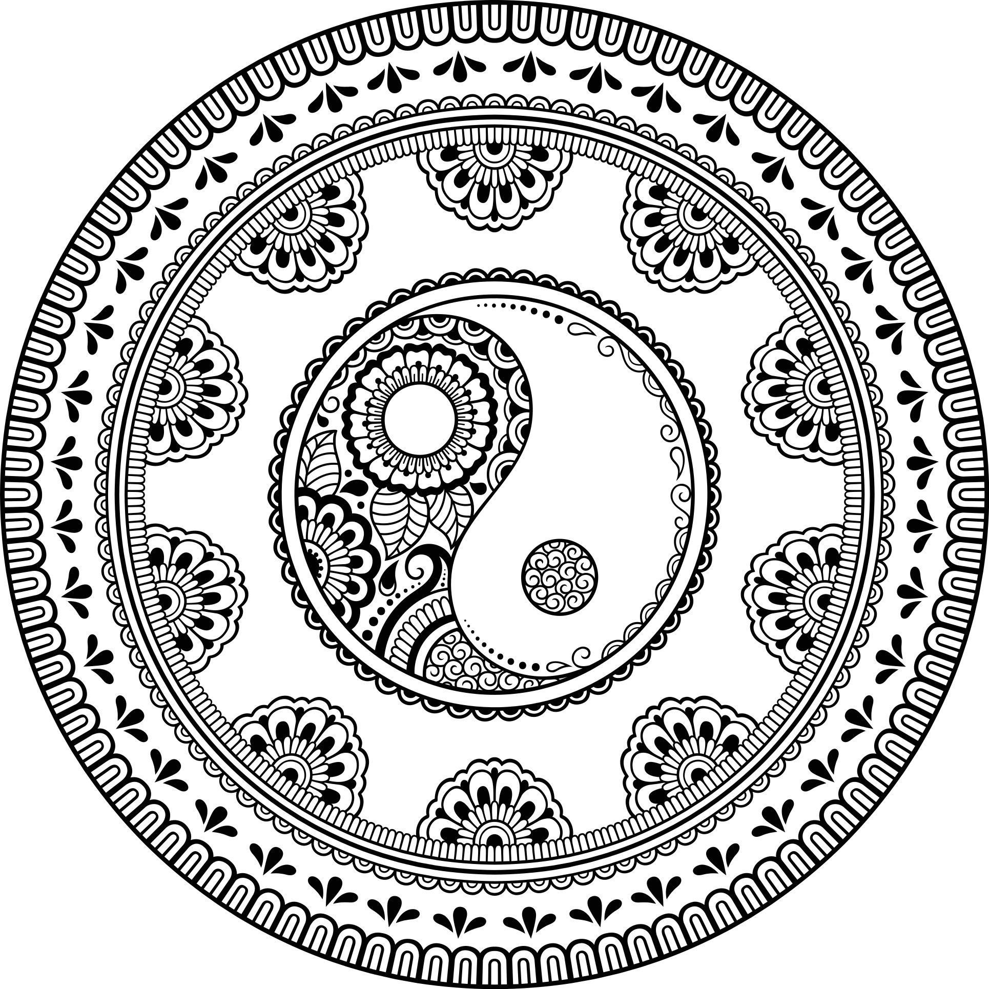 Spiritual hindi style mandala symbols  vinyl rug - TenStickers