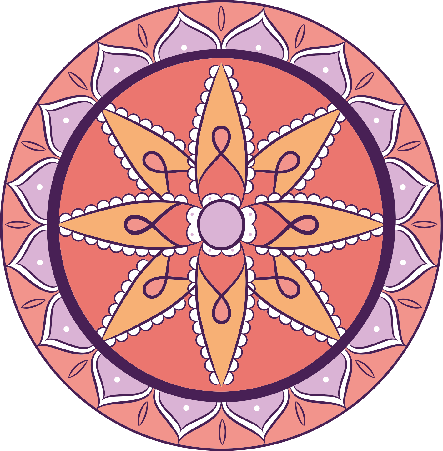 Pastel colors mandala petals mandala vinyl rug - TenStickers