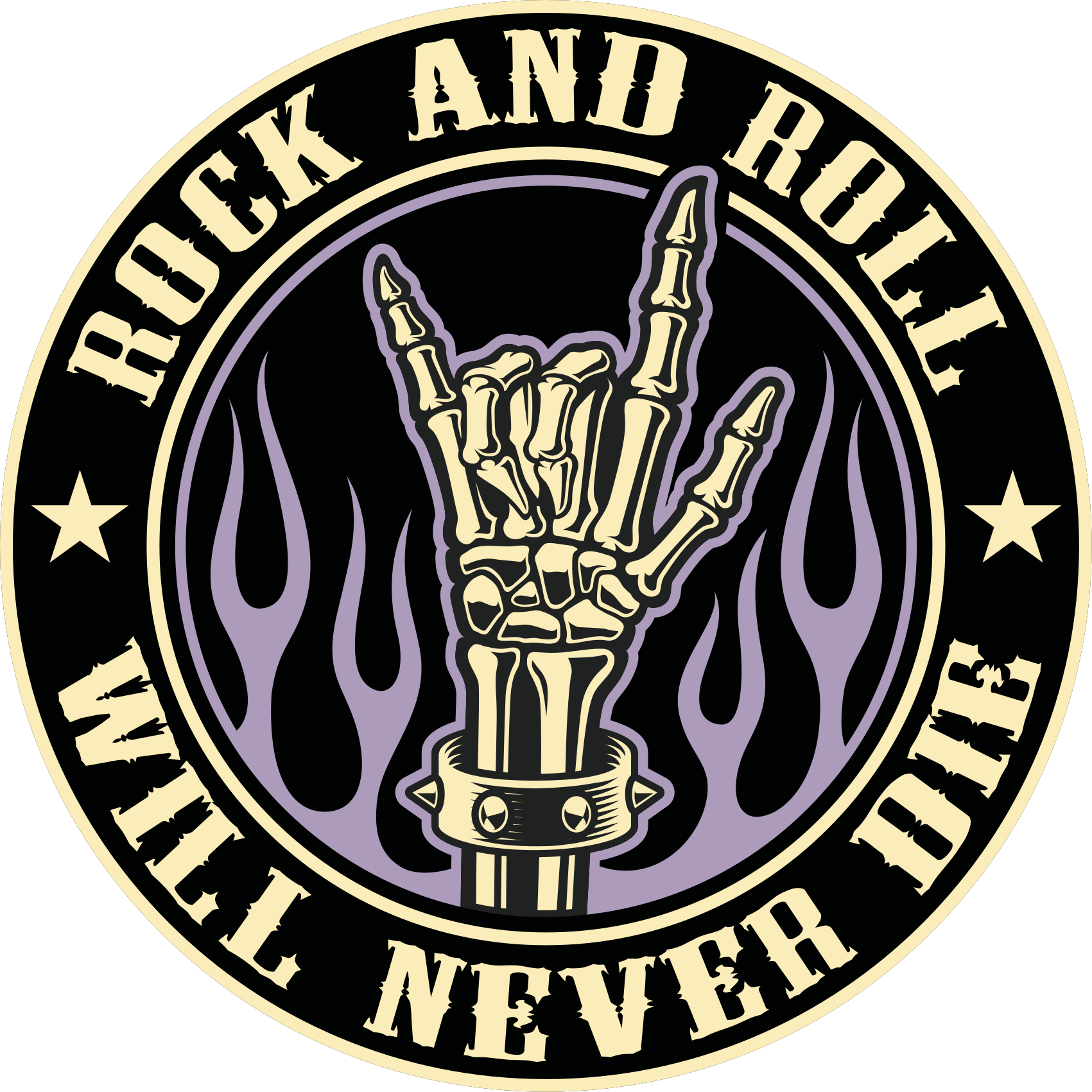 Rock hand sign in fire with text bedroom rug - TenStickers