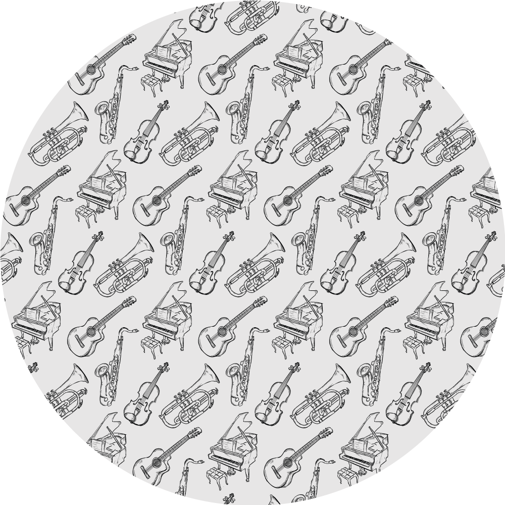 Musical Instruments Motif circular vinyl rug - TenStickers