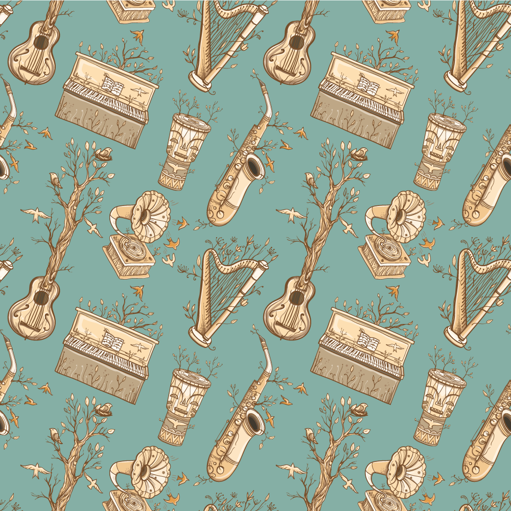 Musical Instruments Concept vinyl rug - TenStickers