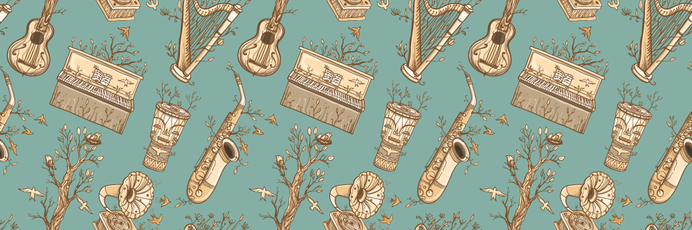 Vintage music pattern rectangular rug - TenStickers