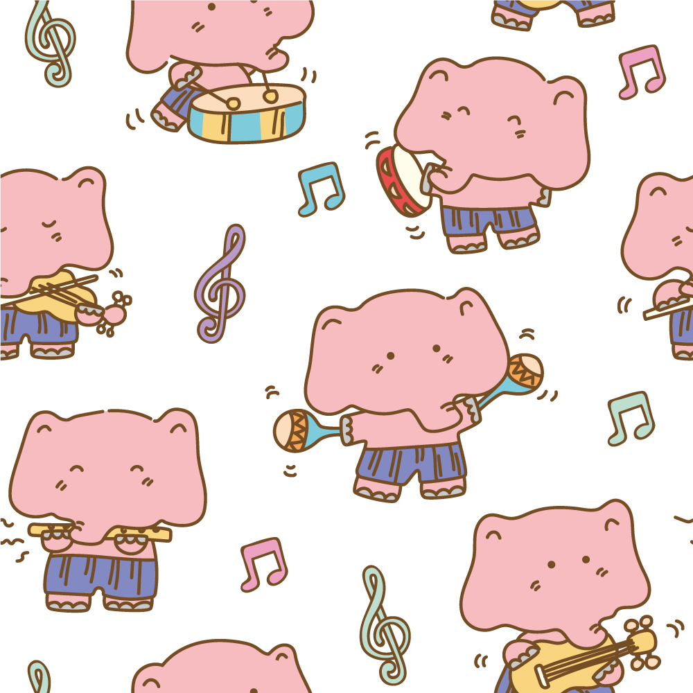 Musical Elephants Theme vinyl rug - TenStickers