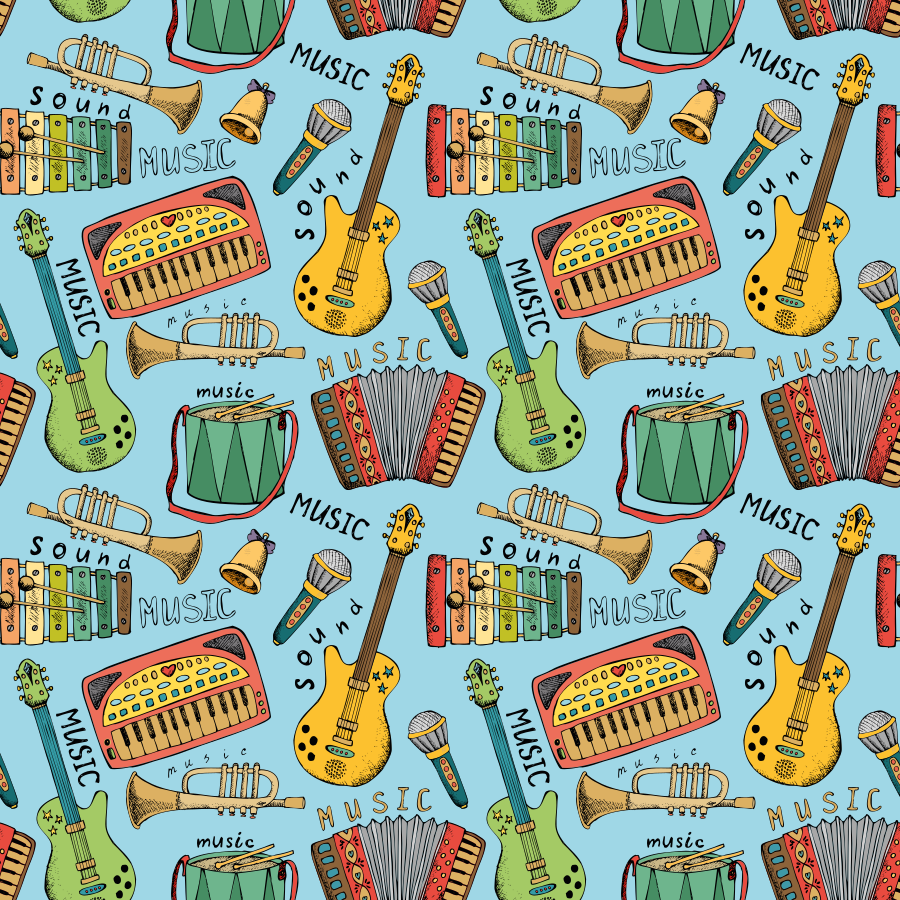 Vinyl rug with joyful musical instruments design - TenStickers
