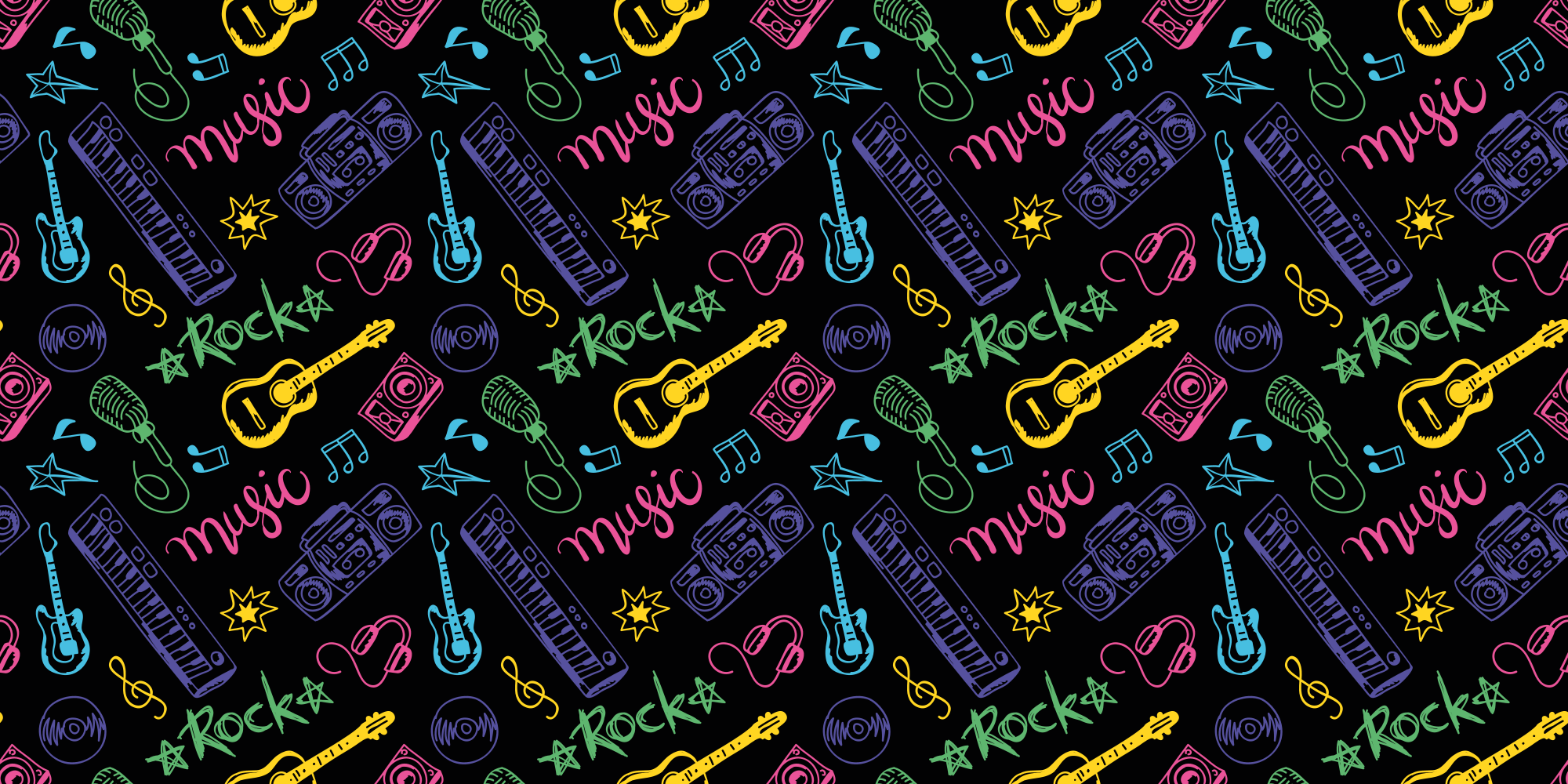 Rock Music Pattern vinyl rug - TenStickers