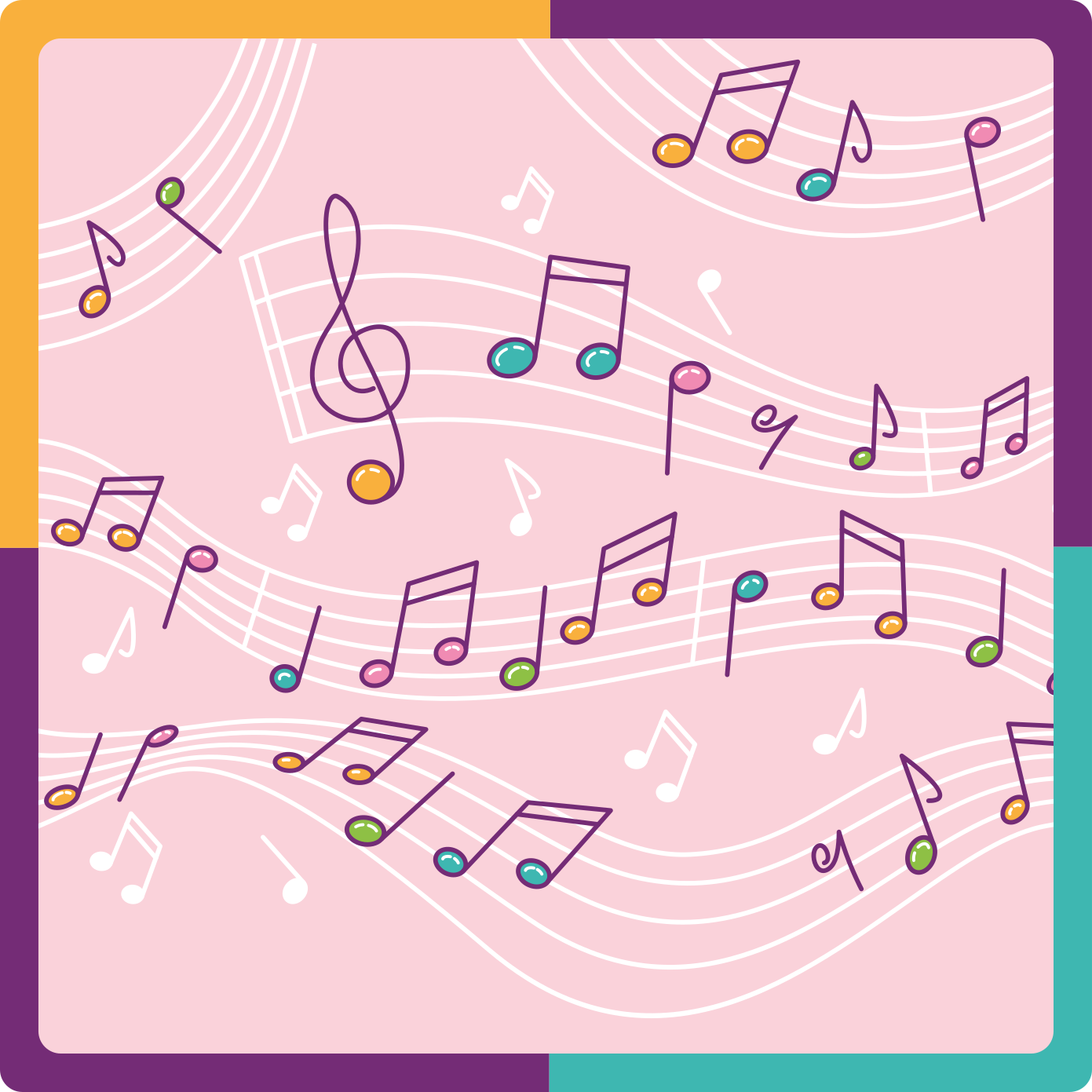 Melodic Notes Theme teenager vinyl rug - TenStickers