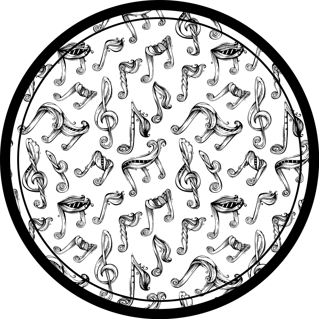 Hand drawn musical notes pattern circular rug - TenStickers