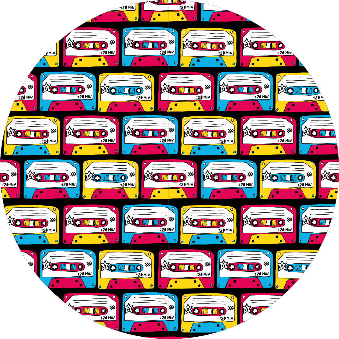 Vintage vinyl rug lively cassette tapes design - TenStickers