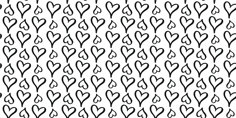 Black illustrated heart icons rectangular rug - TenStickers