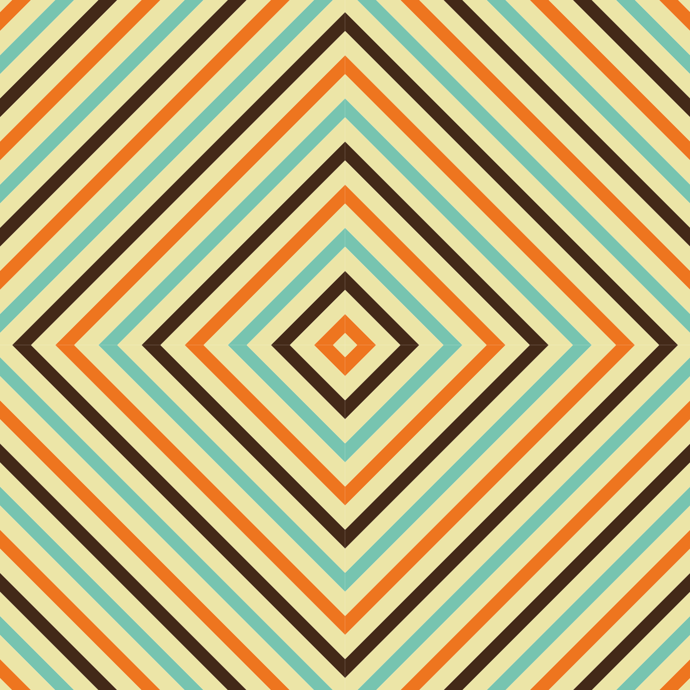 Vintage orange and blue square vinyl rug - TenStickers