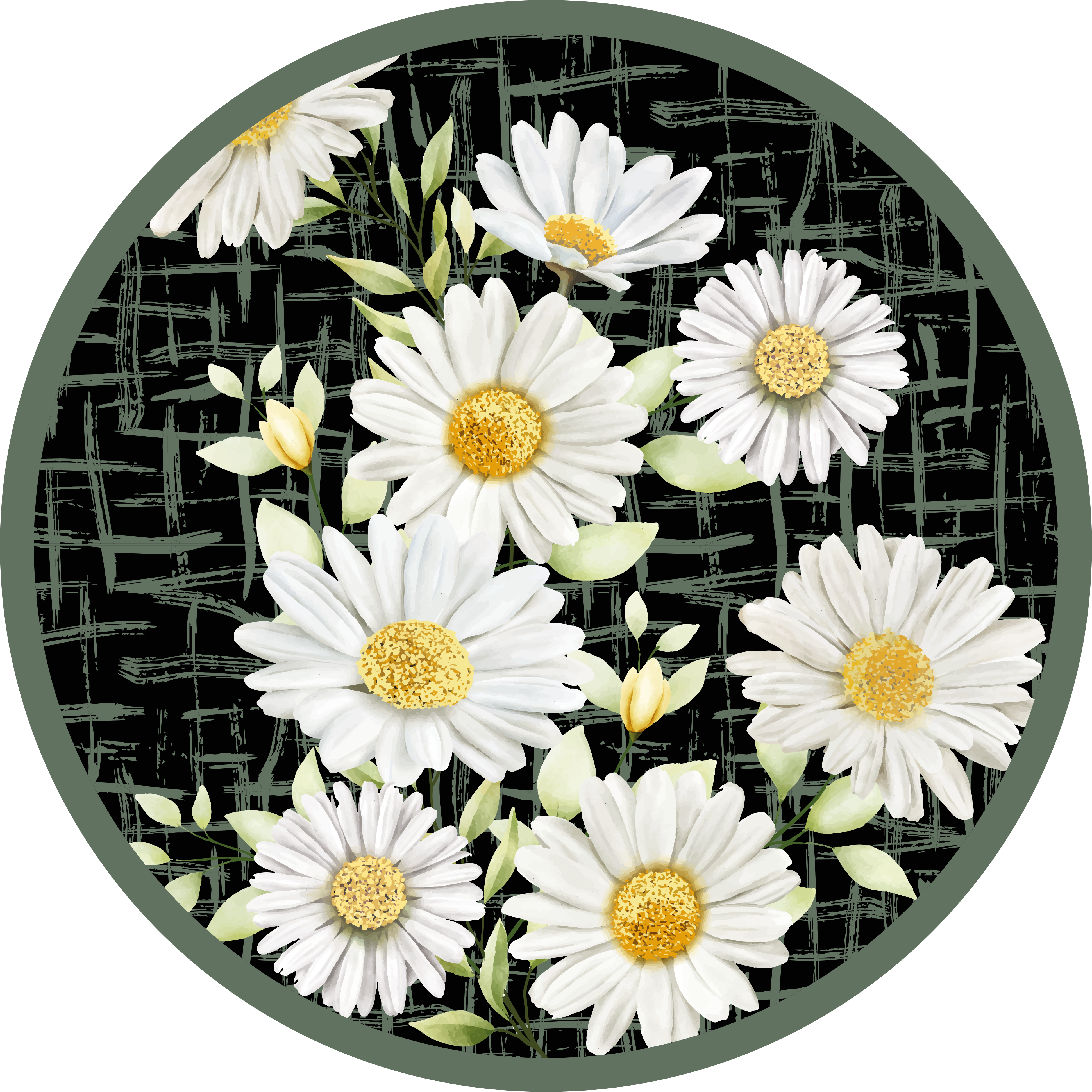 White Daisy Arrangement flower vinyl rug - TenStickers