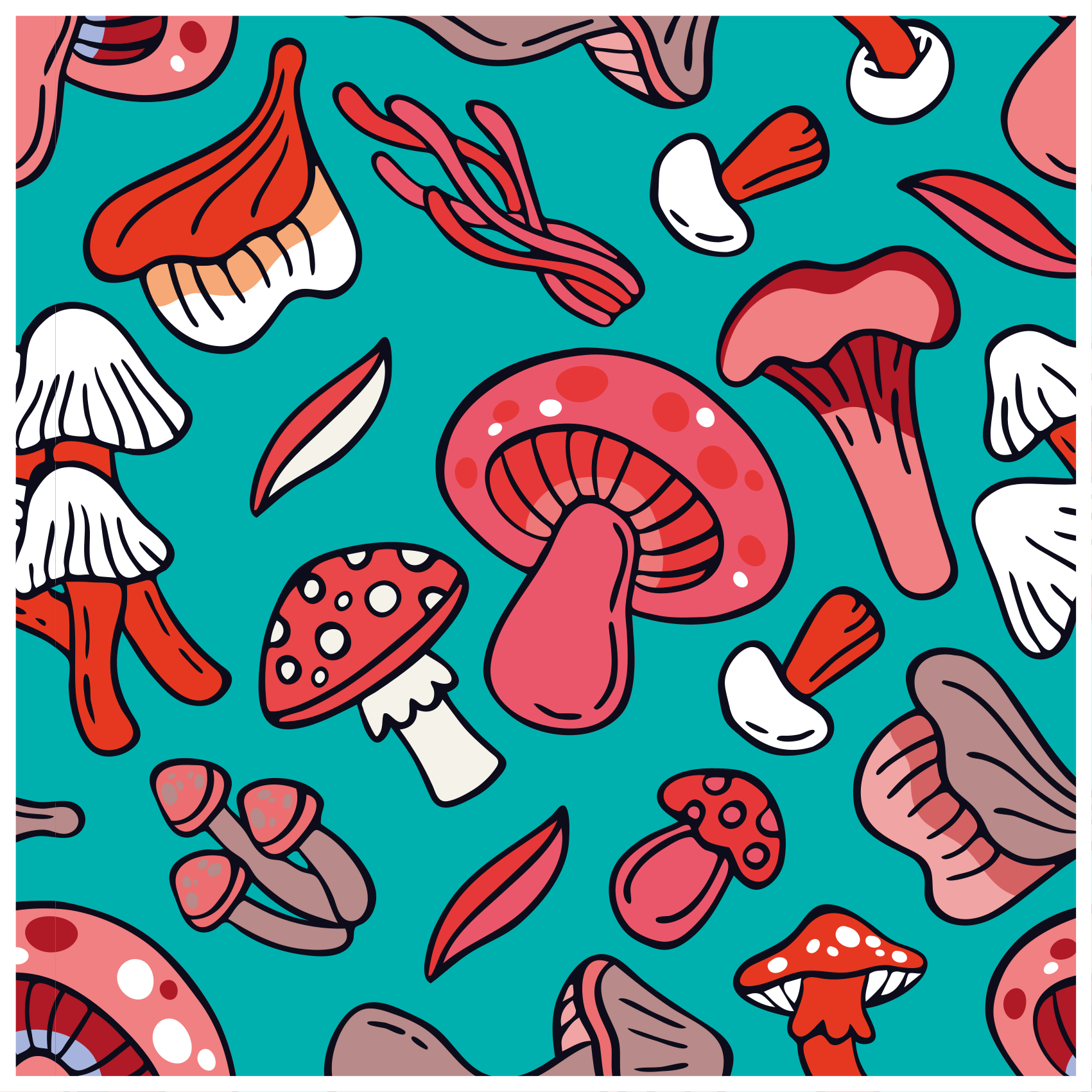 Artistic red mushrooms nature vinyl rug - TenStickers