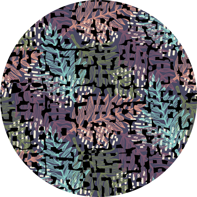 Leafy botanical elements flower vinyl rug - TenStickers