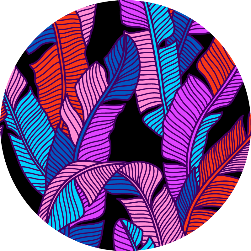 Lively leaf elements flower vinyl rug - TenStickers