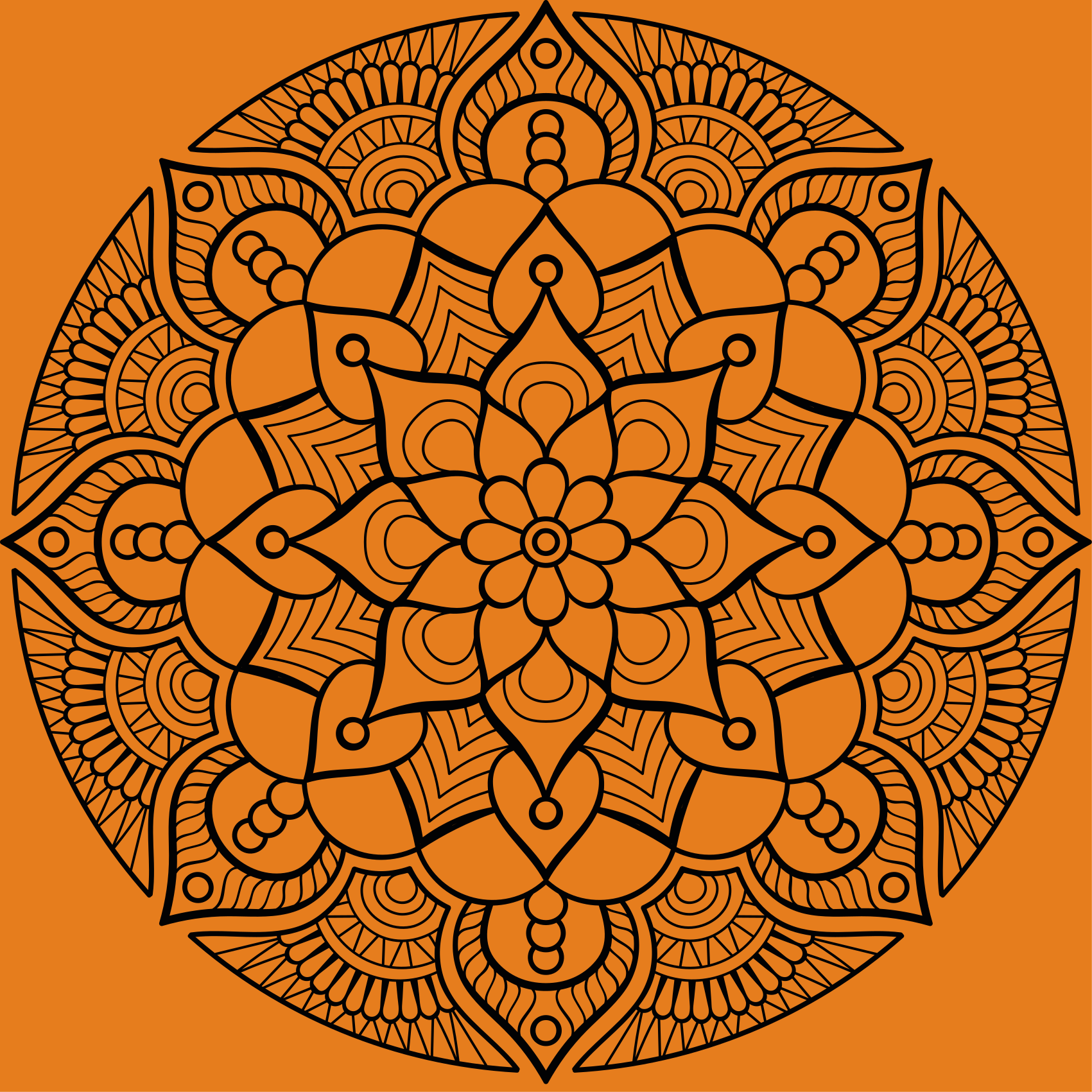 Mandala vinyl rug orange mandala design - TenStickers