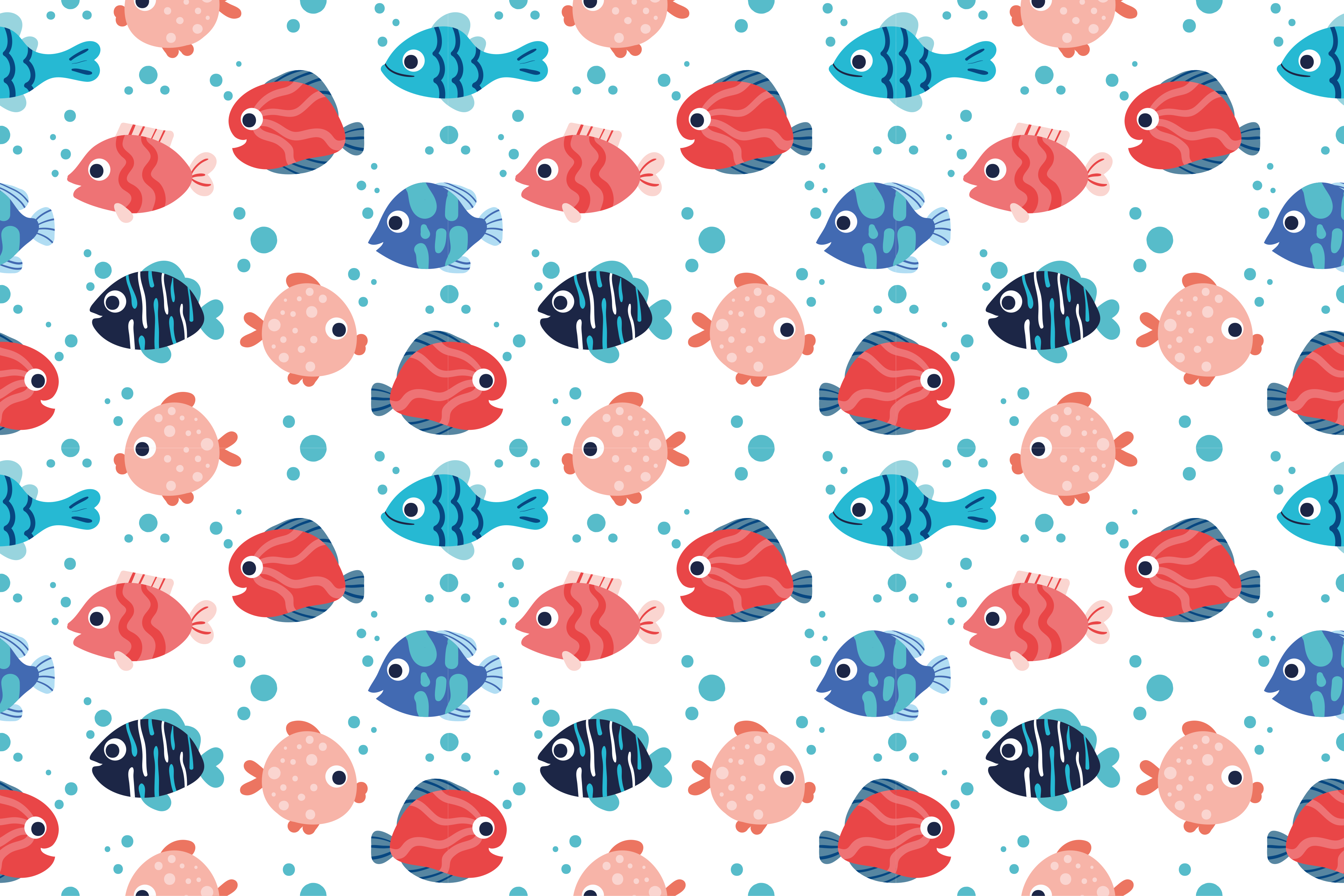 Vibrant Fish Motifs vinyl rug - TenStickers
