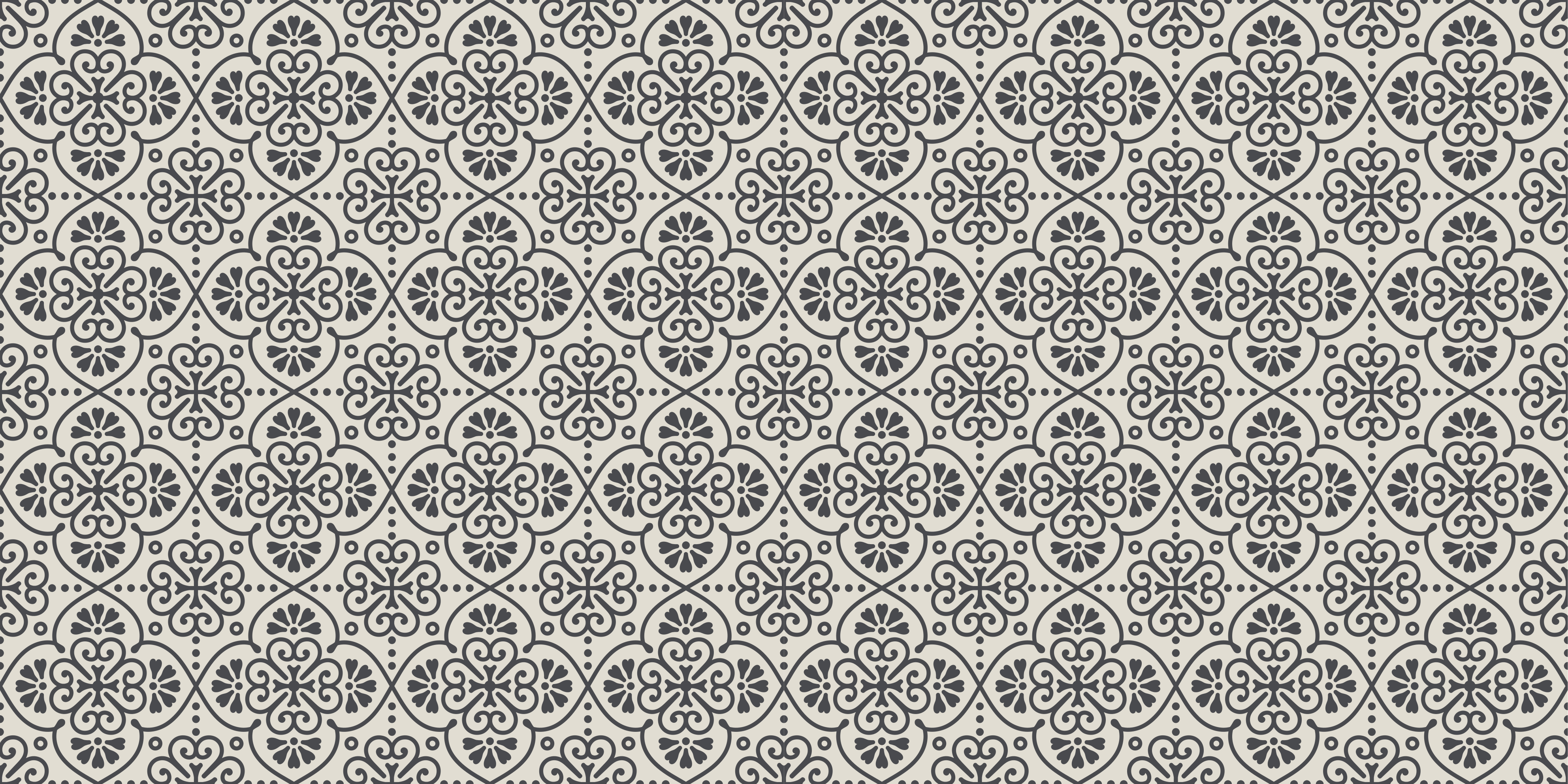 Beige and black flower style tile carpet - TenStickers