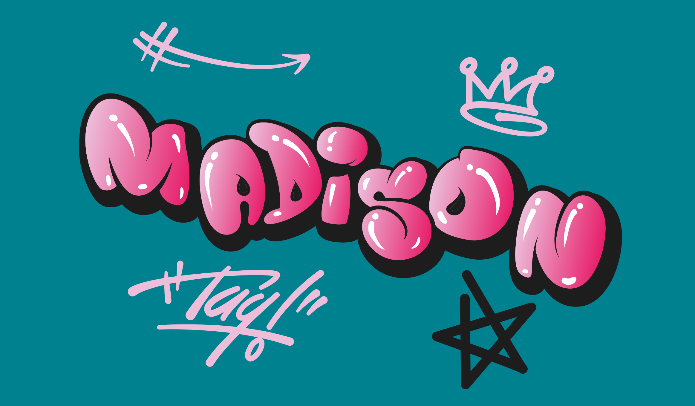 Pink cool lettering graffiti personalised mat - TenStickers