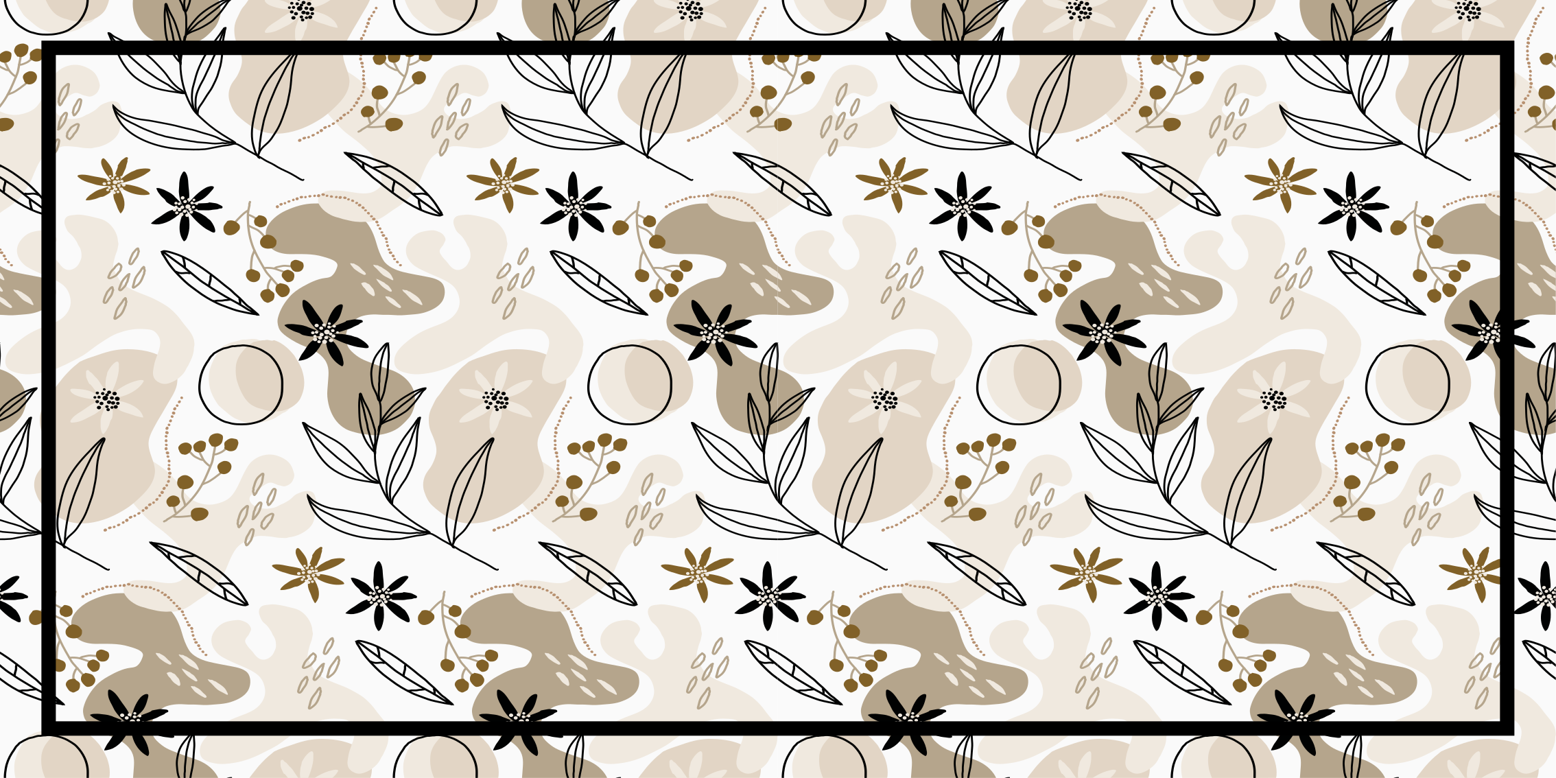 Beige foliage elements flower vinyl rug - TenStickers