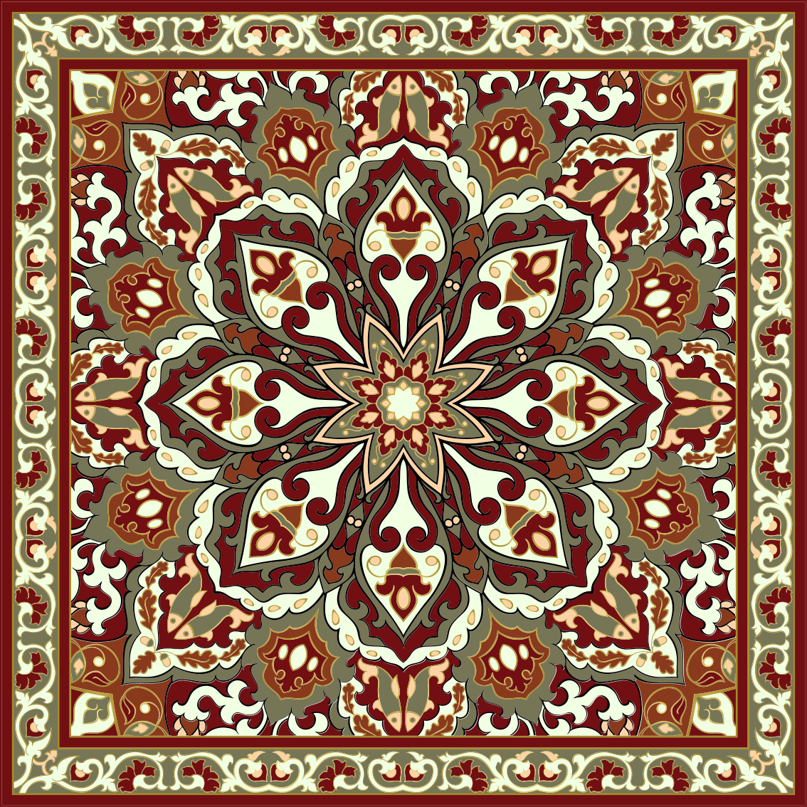 Handcrafted floral ethnic design texture carpet - TenStickers