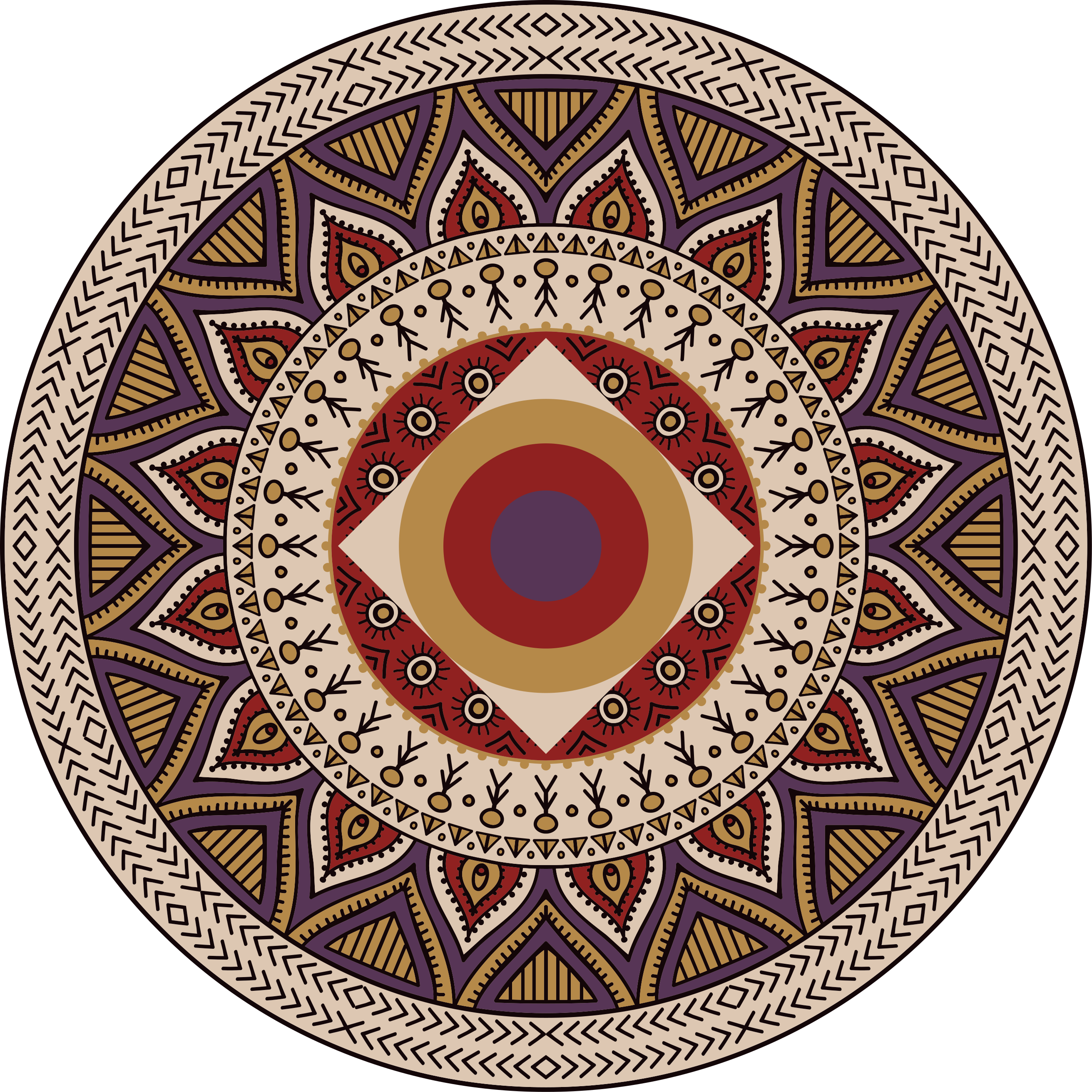 Floral beige mandala texture carpet - TenStickers