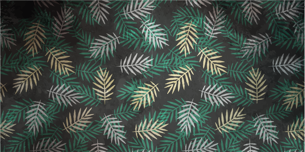 Black, grey and gold palm leaves floral rug - TenStickers