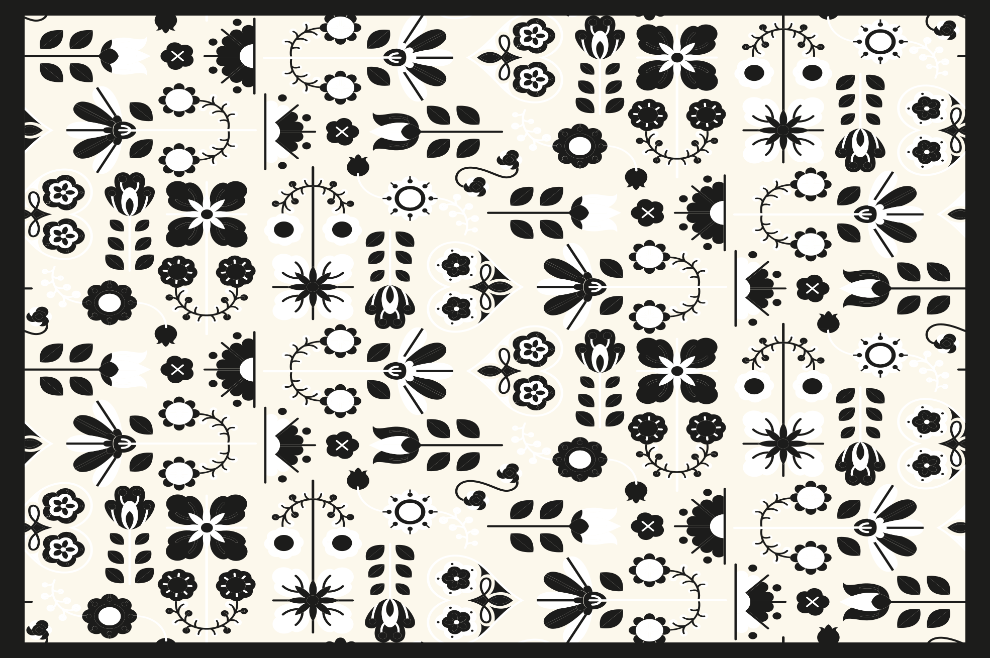 Black Floral Patterns flower vinyl rug - TenStickers