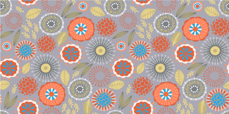 Colorful folk art stylish pattern floral rug - TenStickers