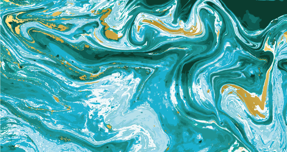Turquoise marble effect painting modern rug - TenStickers