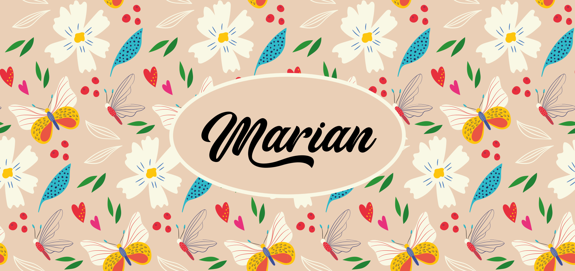 Spring flowers over beige  personalised mat - TenStickers