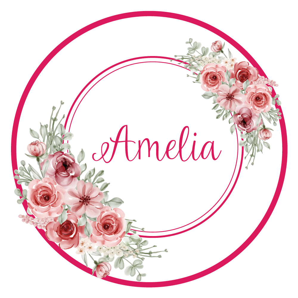 Floral monogram with name bedroom vinyl rug - TenStickers