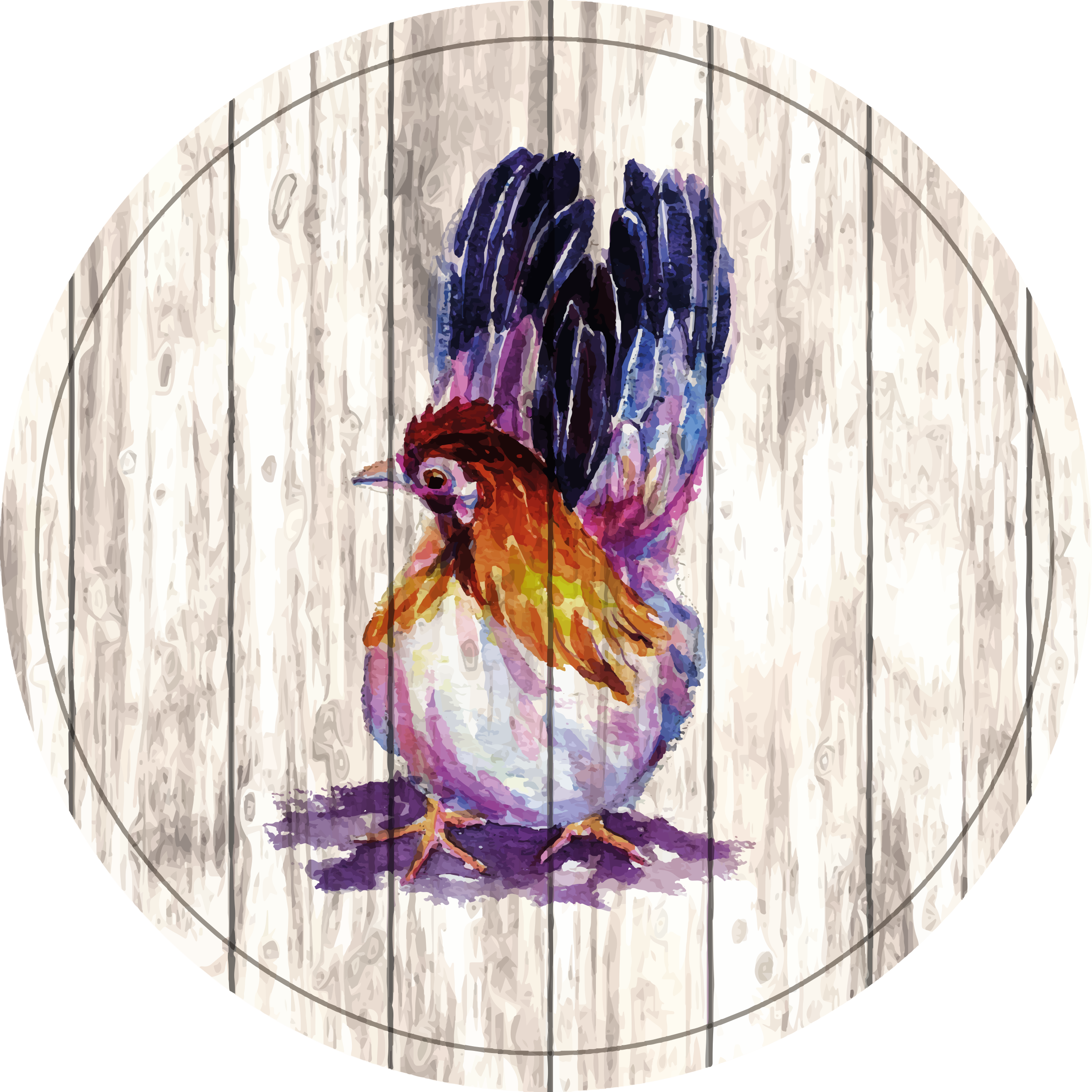 Charming colorful chicken animal print vinyl rug - TenStickers