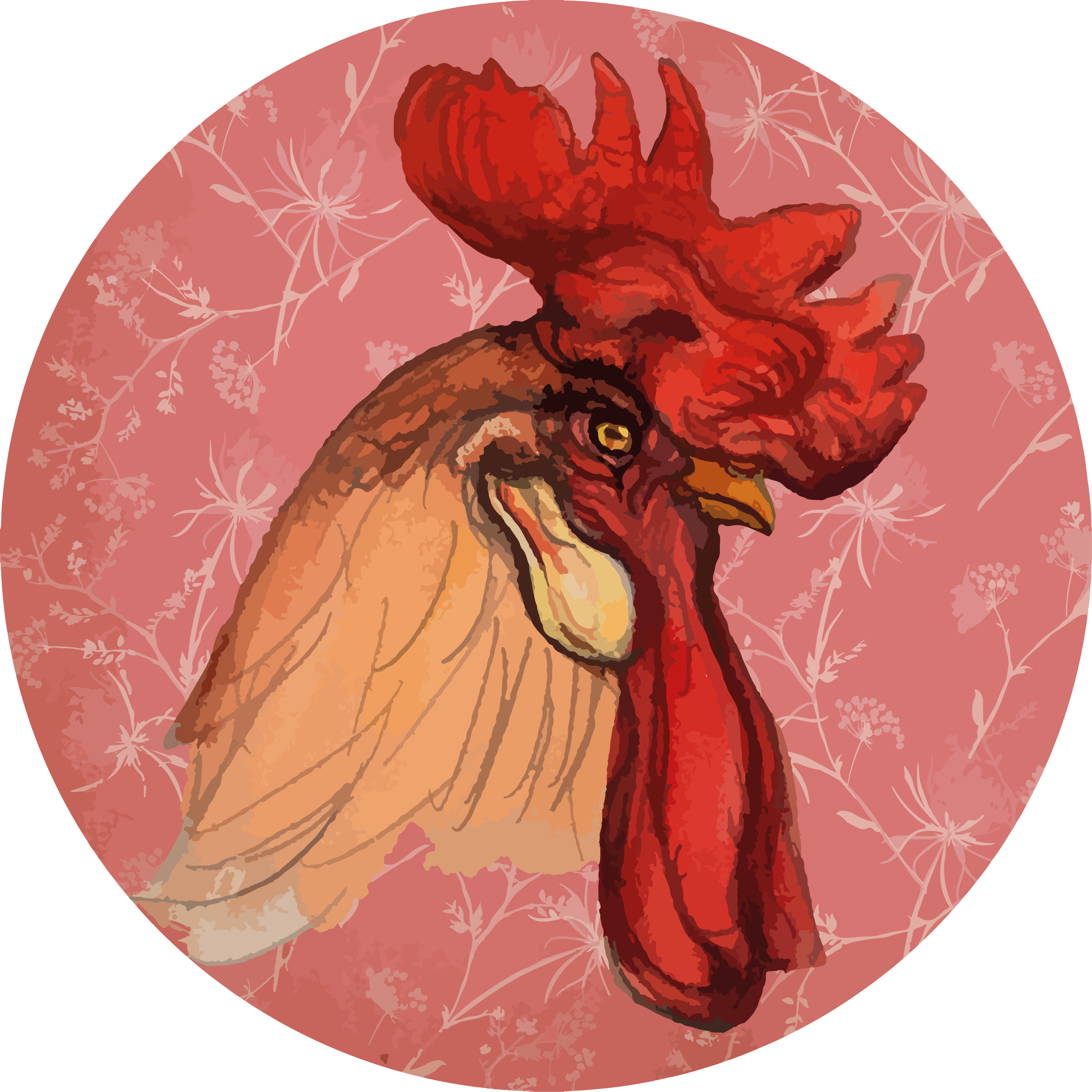 Rooster artwork animal vinyl rug - TenStickers