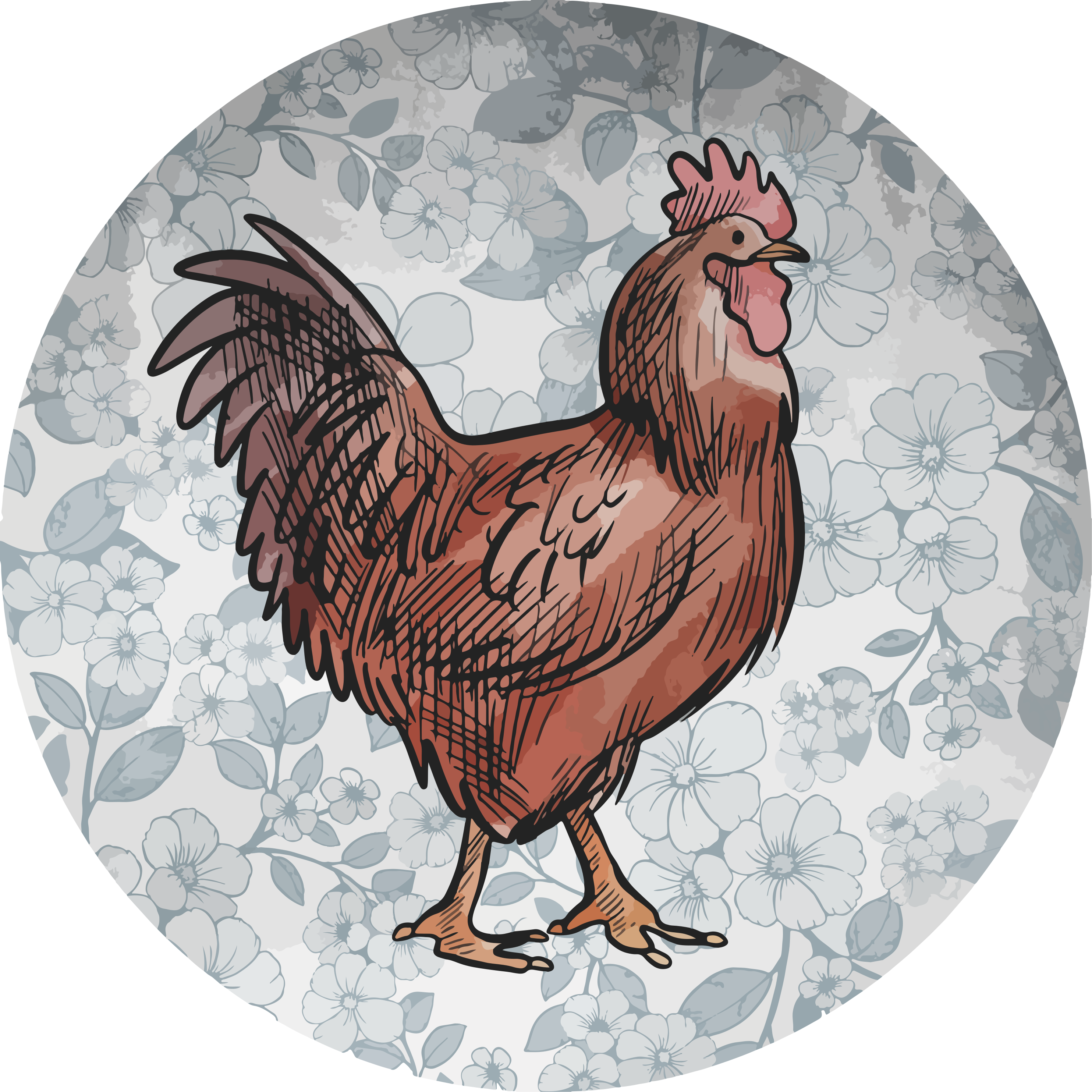 Charming rooster animal vinyl rug - TenStickers