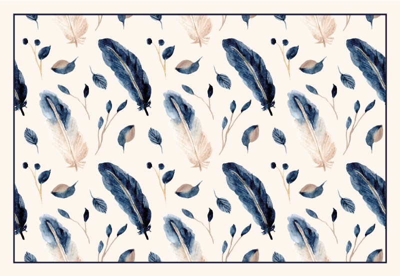 Feathered botanical motif animal vinyl rug - TenStickers
