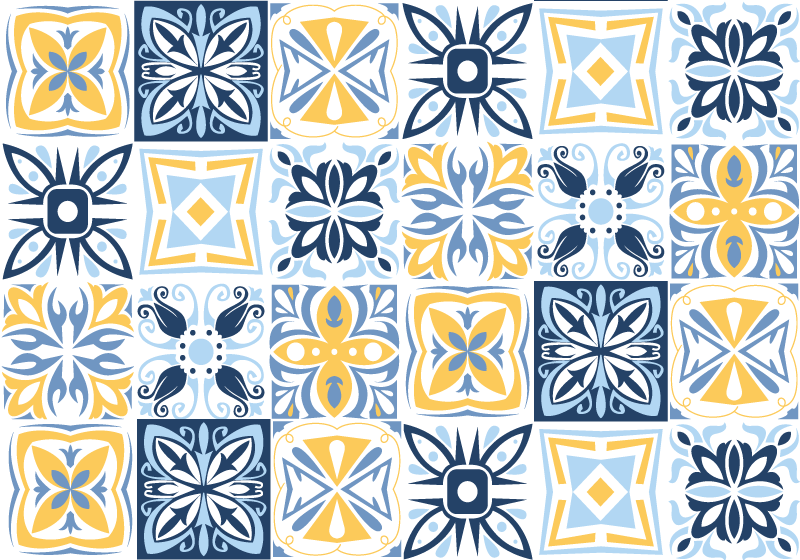 Blue southern immitation pattern tile carpet - TenStickers