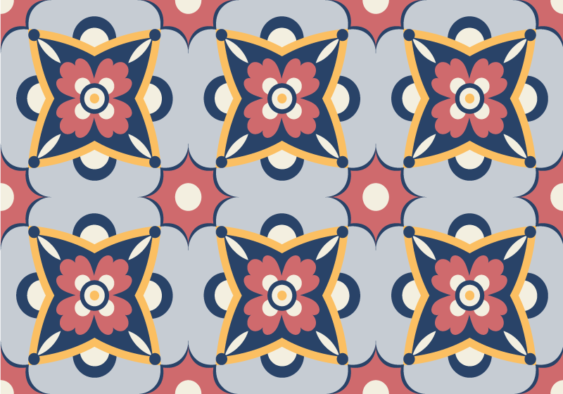 Botanical grey composition mosaic vinyl rug - TenStickers