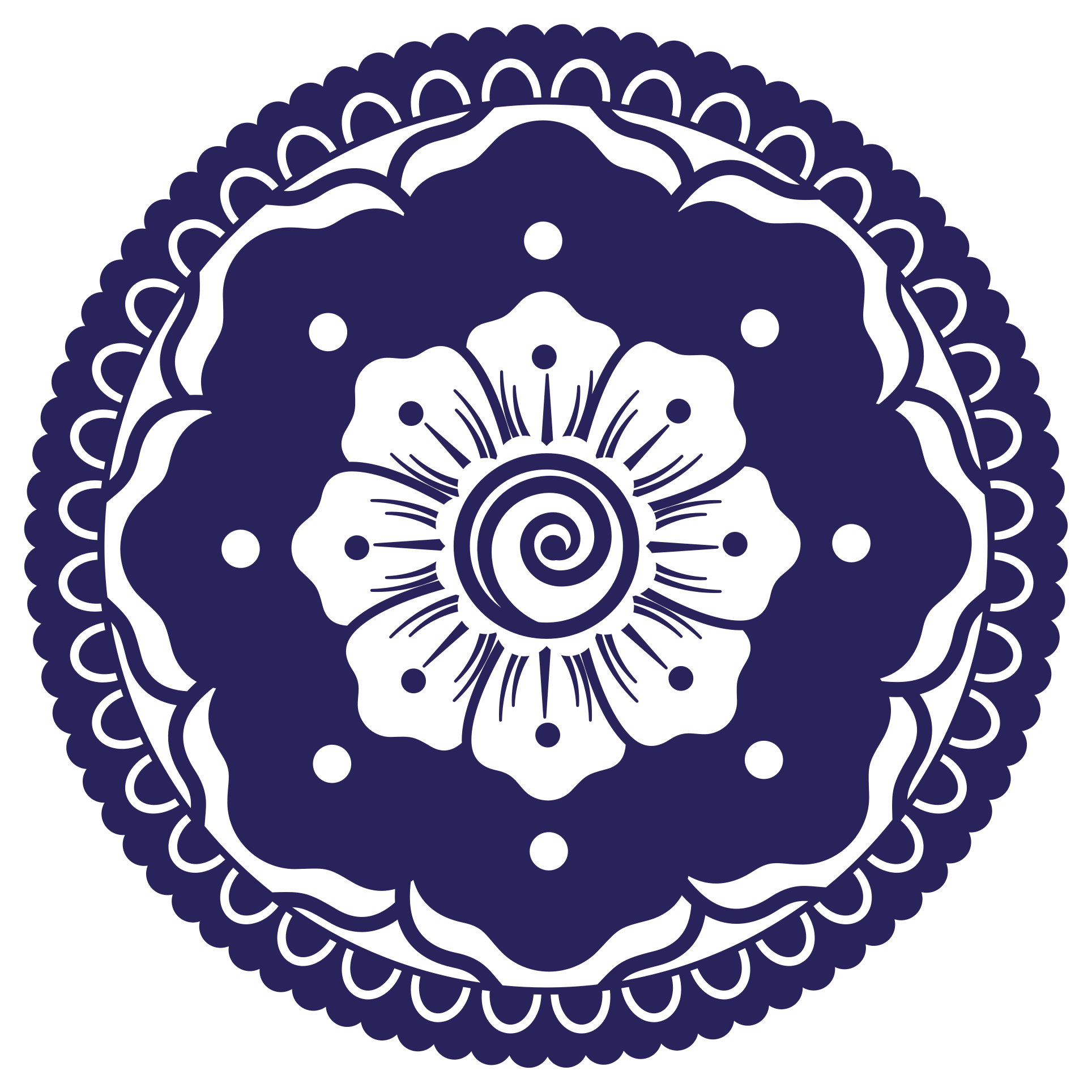 Navy Floral Arrangement mandala vinyl rug - TenStickers