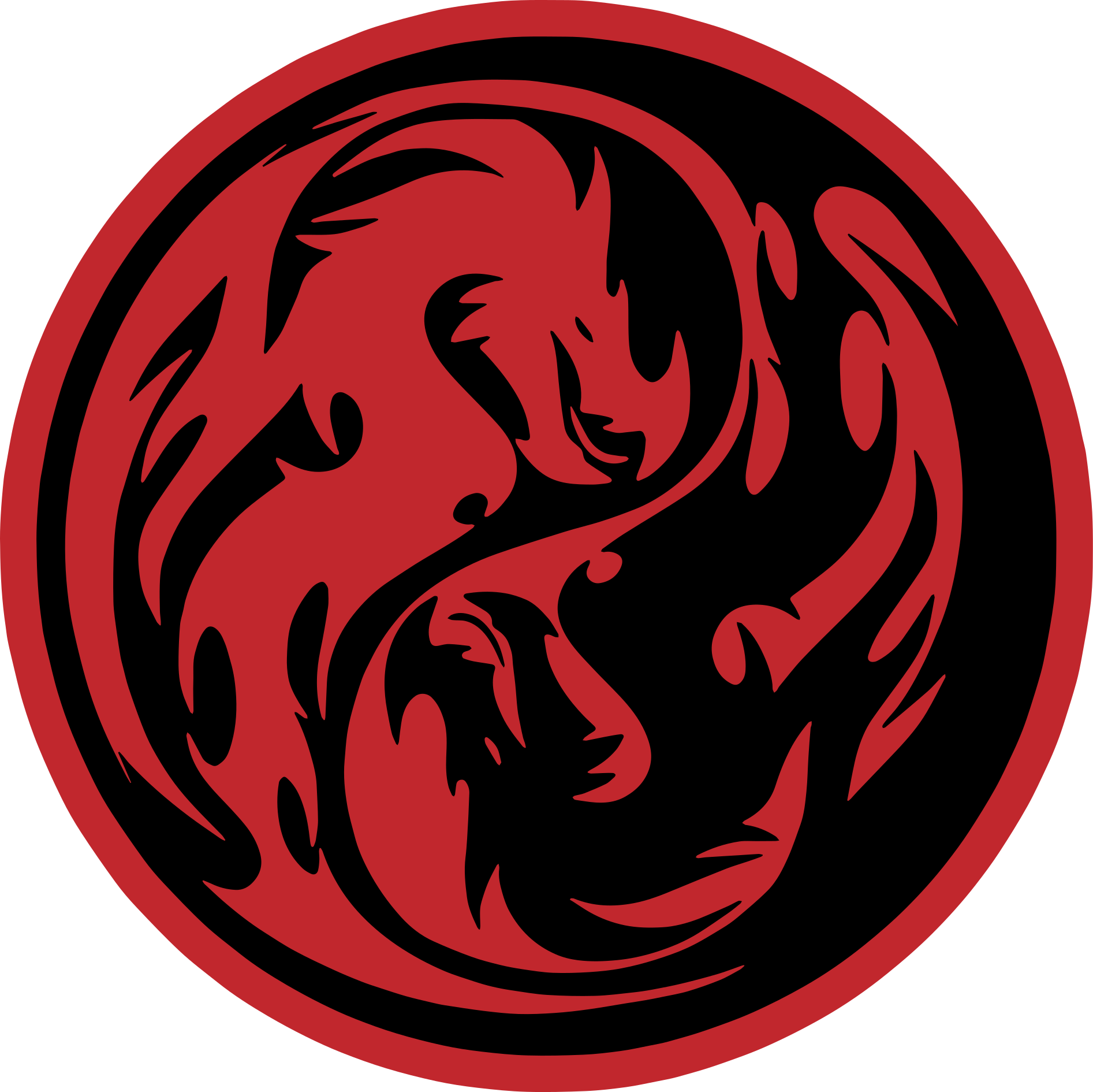 Black and Red Dragon Yin Yang circular rug - TenStickers