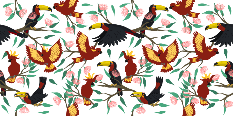 Tropical Birds Delight nature vinyl rug - TenStickers