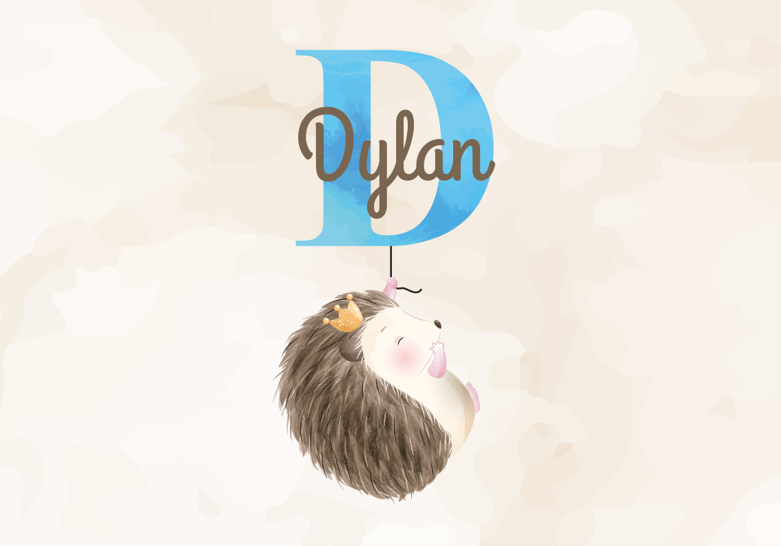 Cute Hedgehog Initial custom vinyl rug - TenStickers