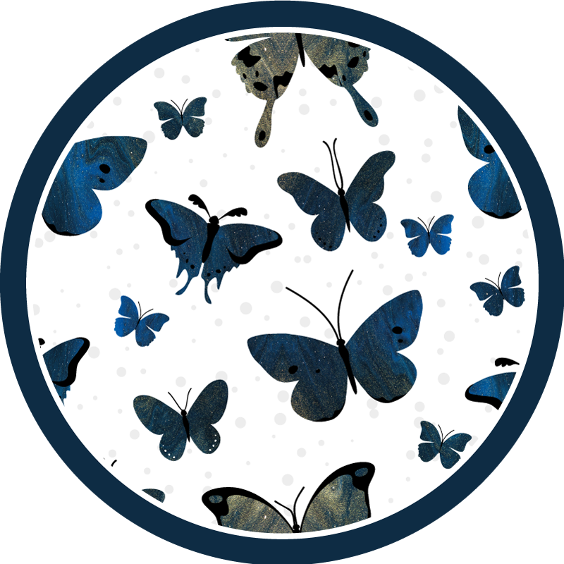 Blue butterflies motif animal vinyl rug - TenStickers