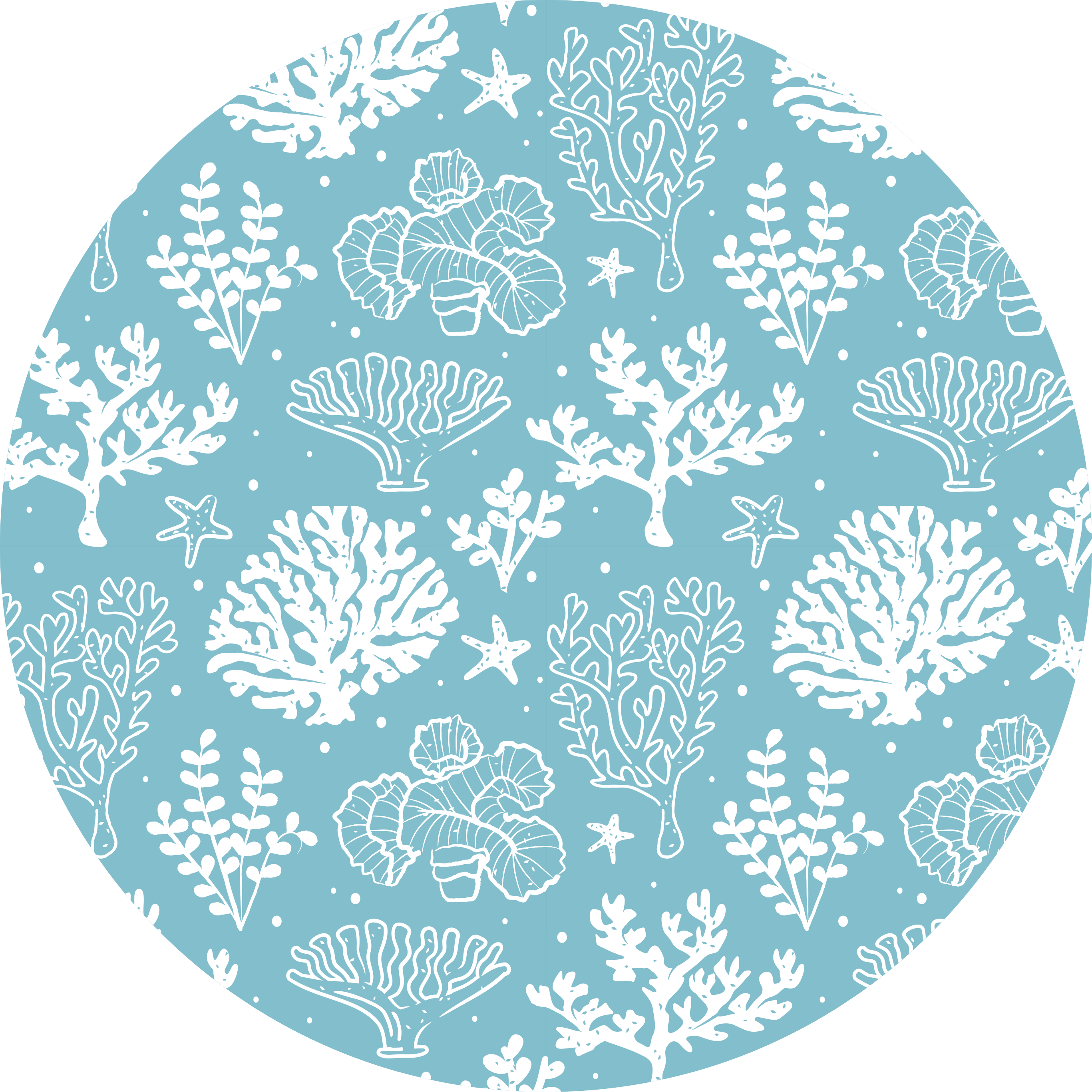 Coral reef motif flower vinyl rug - TenStickers