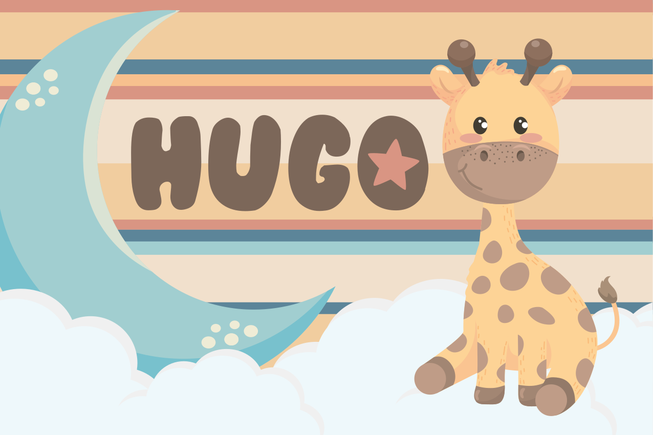 Cute giraffe for boy with name baby play mat - TenStickers