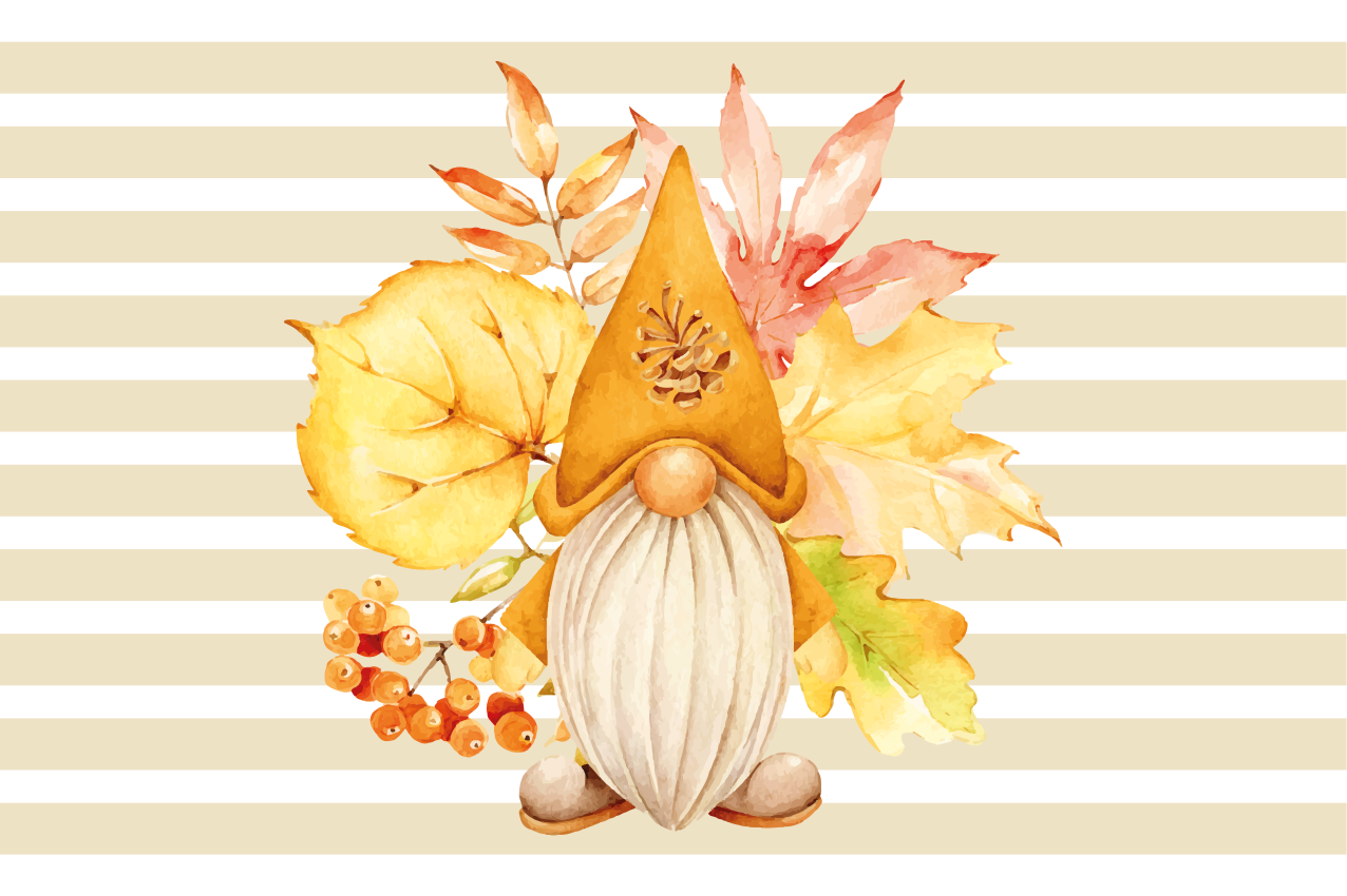 Autumn Gnome Charm stripes vinyl rug - TenStickers
