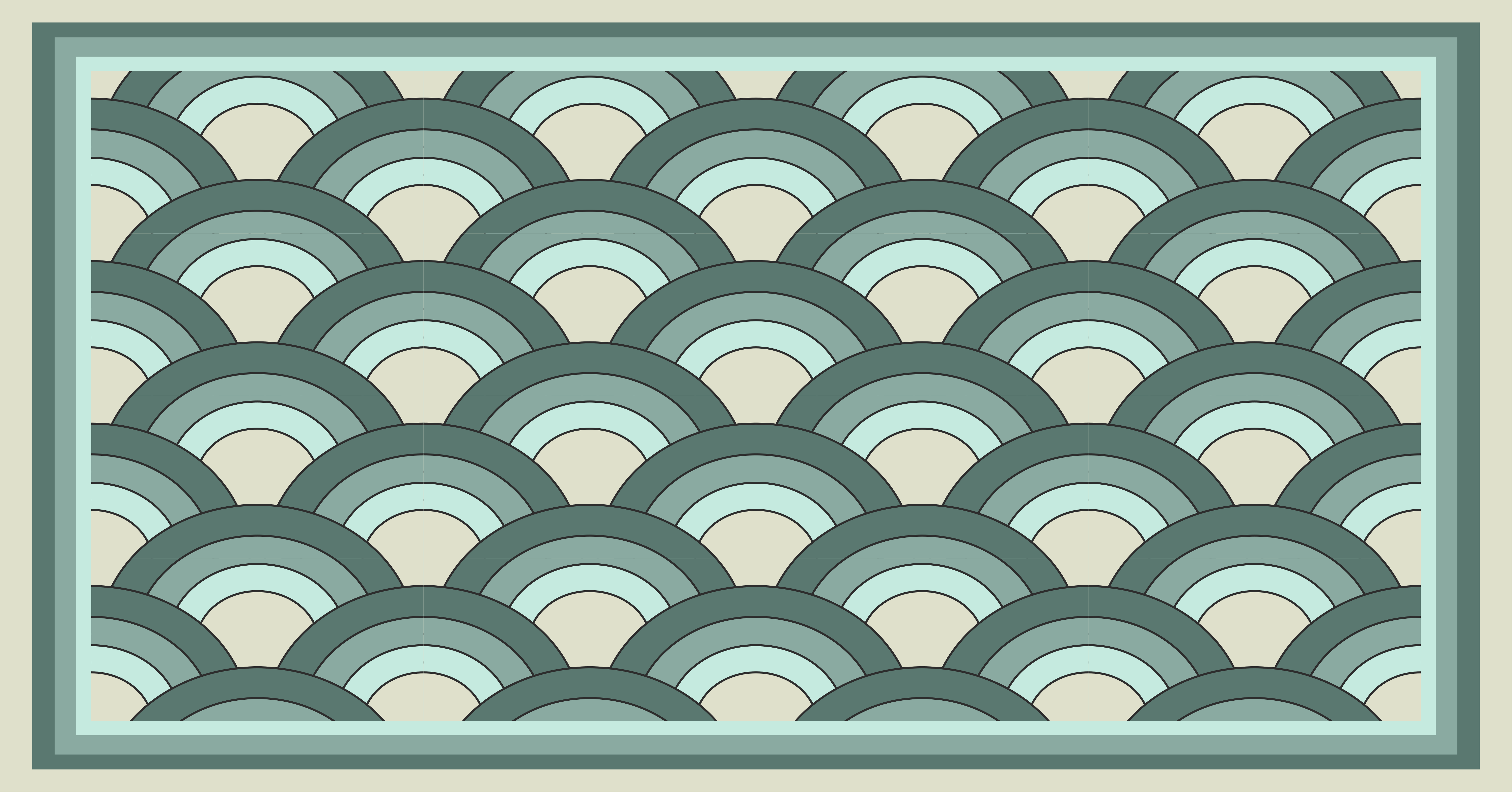 Blue shaded scales pattern vintage rug - TenStickers